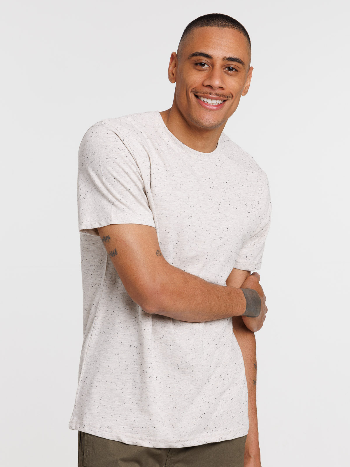 Tee-shirt col rond écru homme