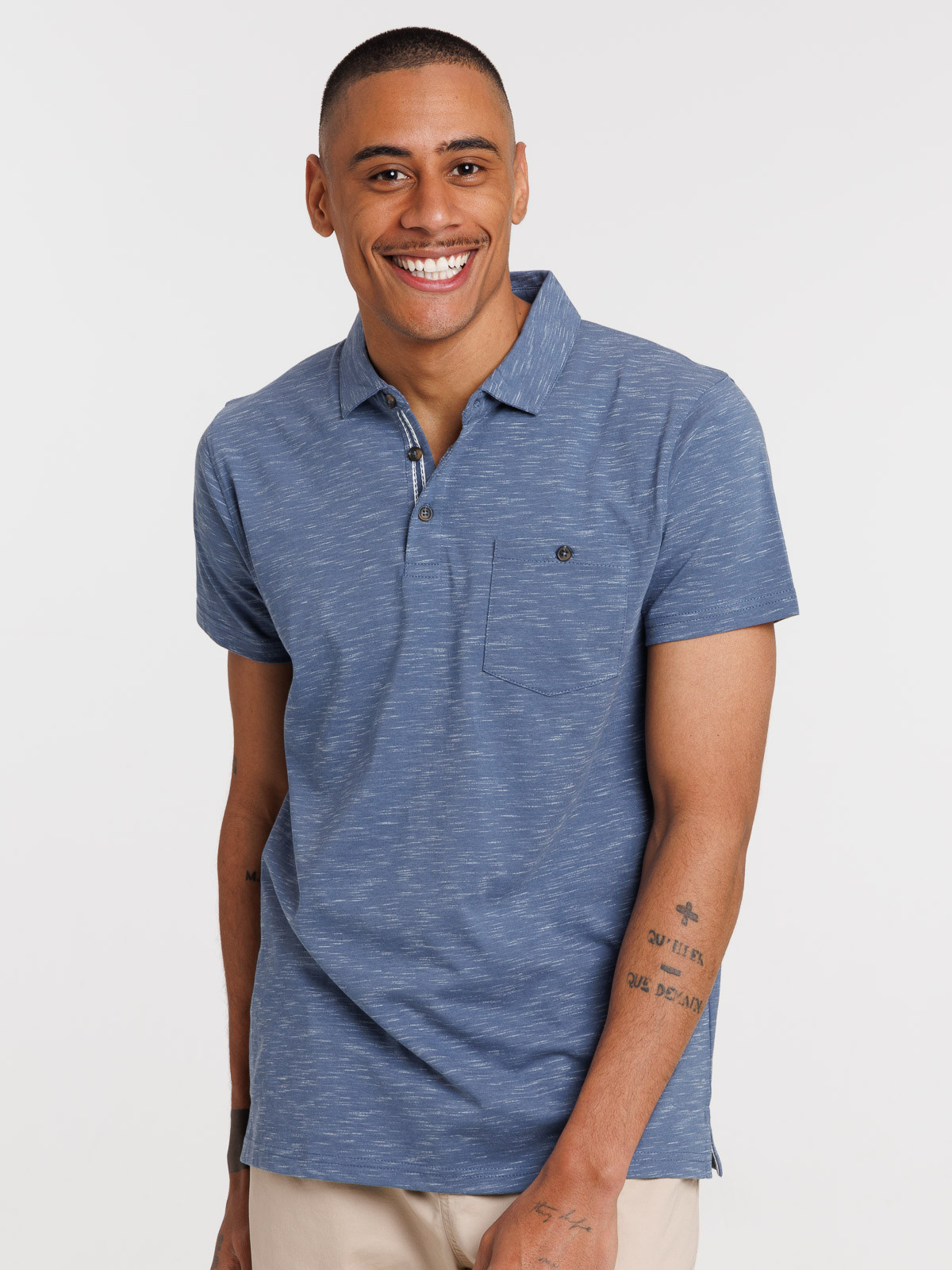 Polo 100 coton bleu lac homme