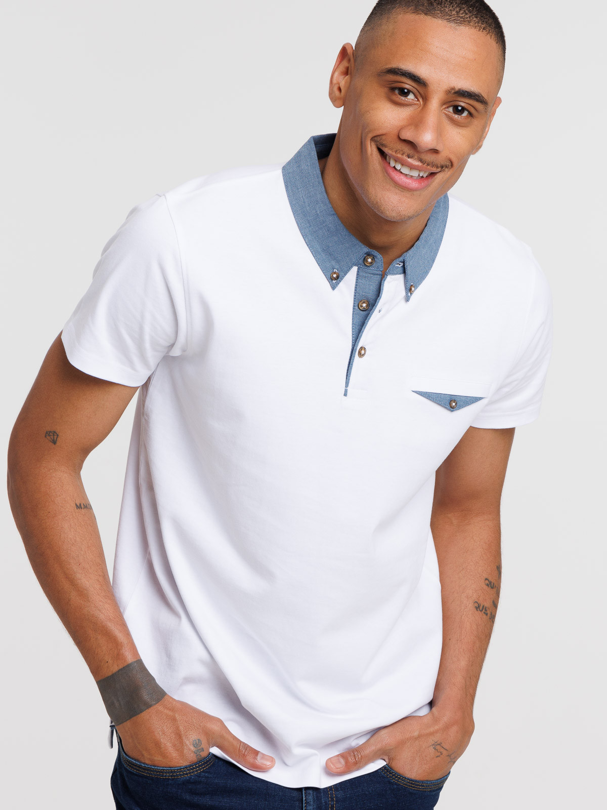Polo 100% coton blanc homme