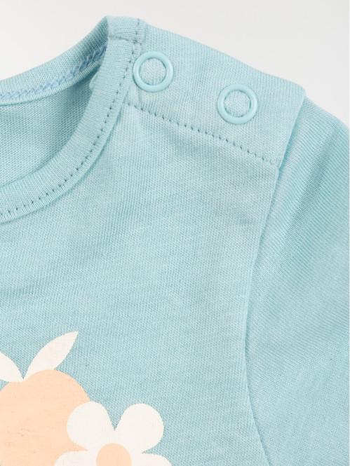 Tee-shirt aqua fleurs fille (3-36M) Tee-shirt aqua fleurs fille (3-36M)