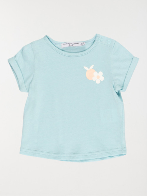 Tee-shirt aqua fleurs fille...