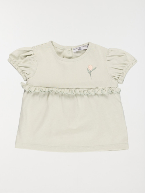 Tee-shirt broderie fleur fille (3-36M)