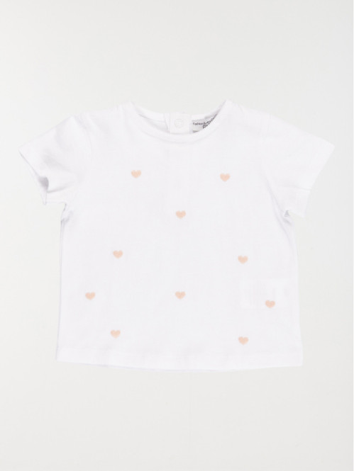 Tee-shirt coeurs brodés fille (3-36M) Tee-shirt coeurs brodés fille (3-36M)
