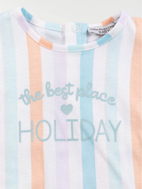 T-shirt rayure multicolore fille (3-36M) T-shirt rayure multicolore fille (3-36M)