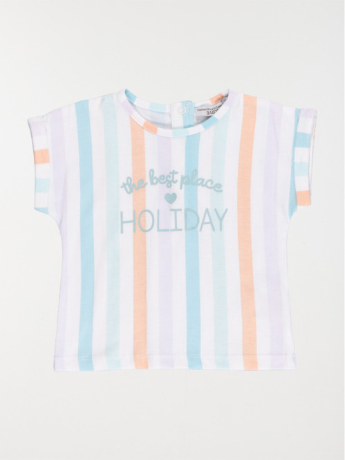 T-shirt rayure multicolore fille (3-36M)