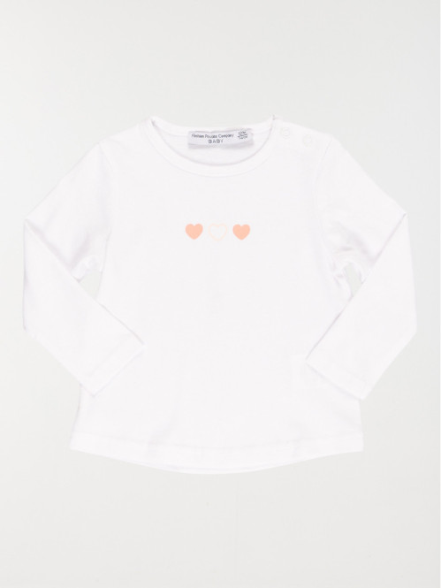 Tee-shirt coeurs blanc fille (3-36M)