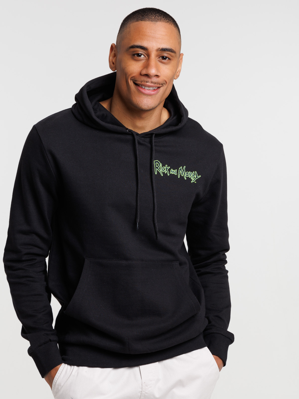 Sweat à capuche noir Rick et Morty homme Sweat à capuche noir Rick et Morty homme