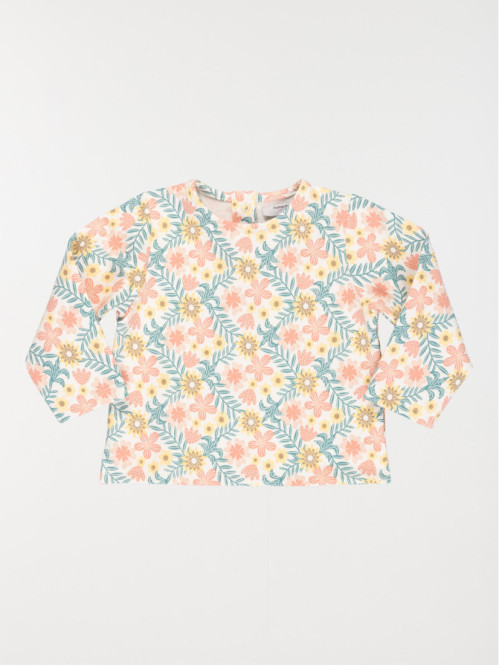 Sweat fleuri fille vanille (3-36M)