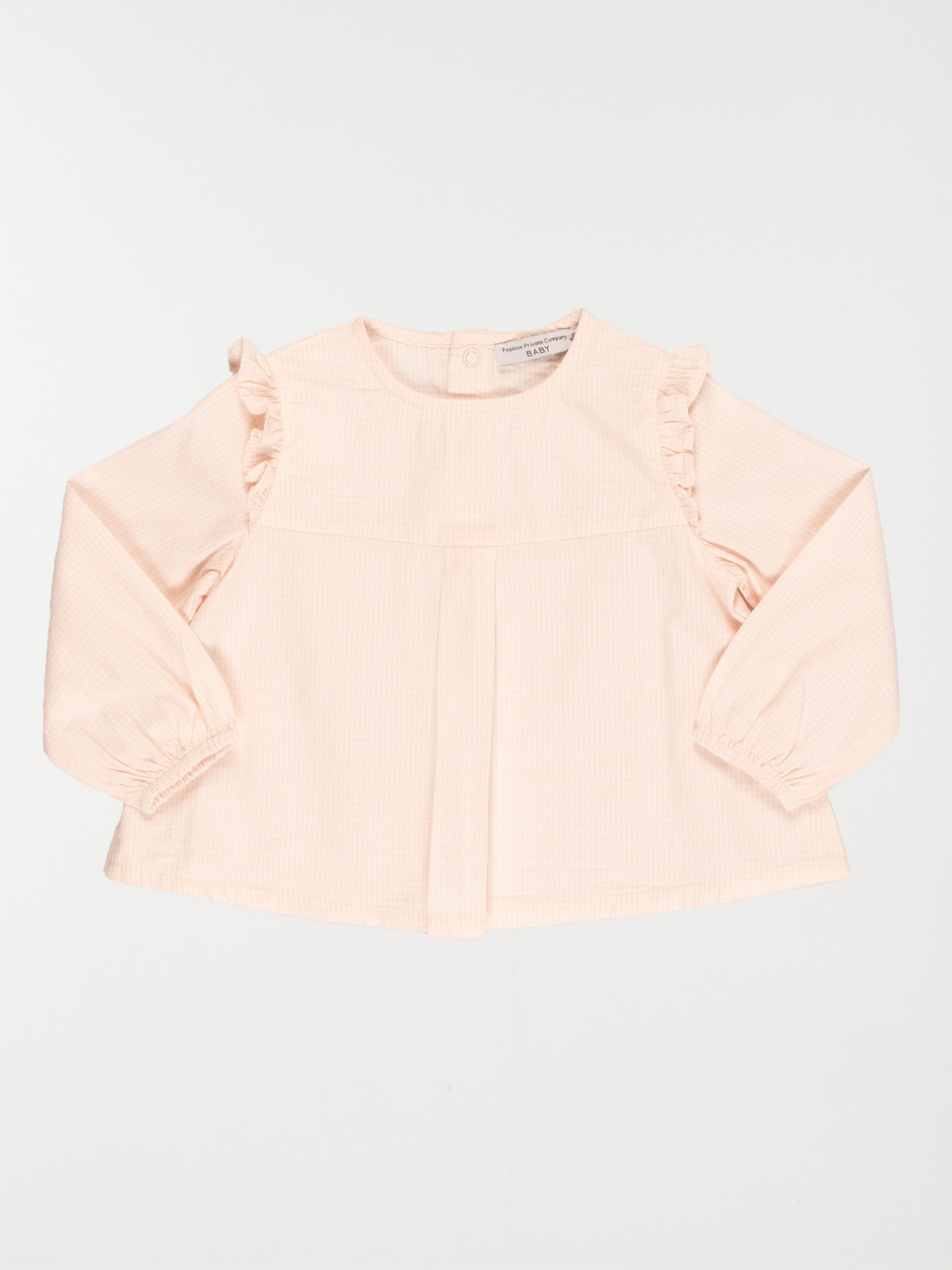 Blouse vichy rose pêche fille (3-36M)