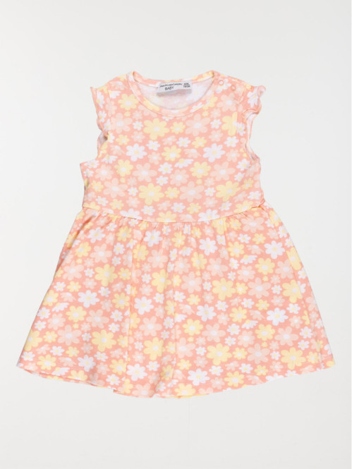 Robe nectarine motif fleur fille (3-36M)