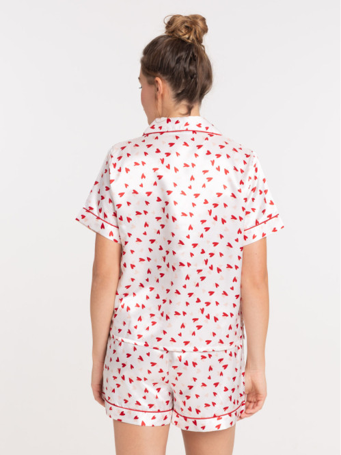 Pyjashort satiné coeur femme
