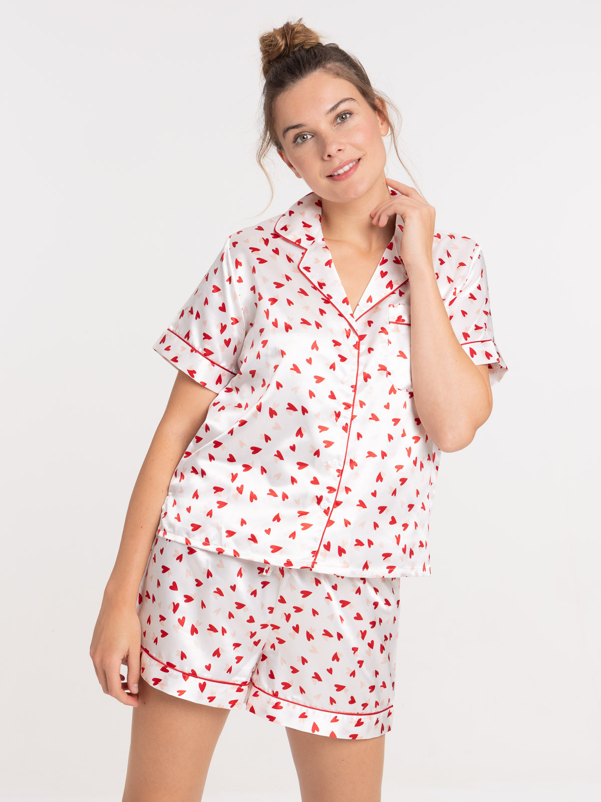 Pyjashort satiné coeur femme