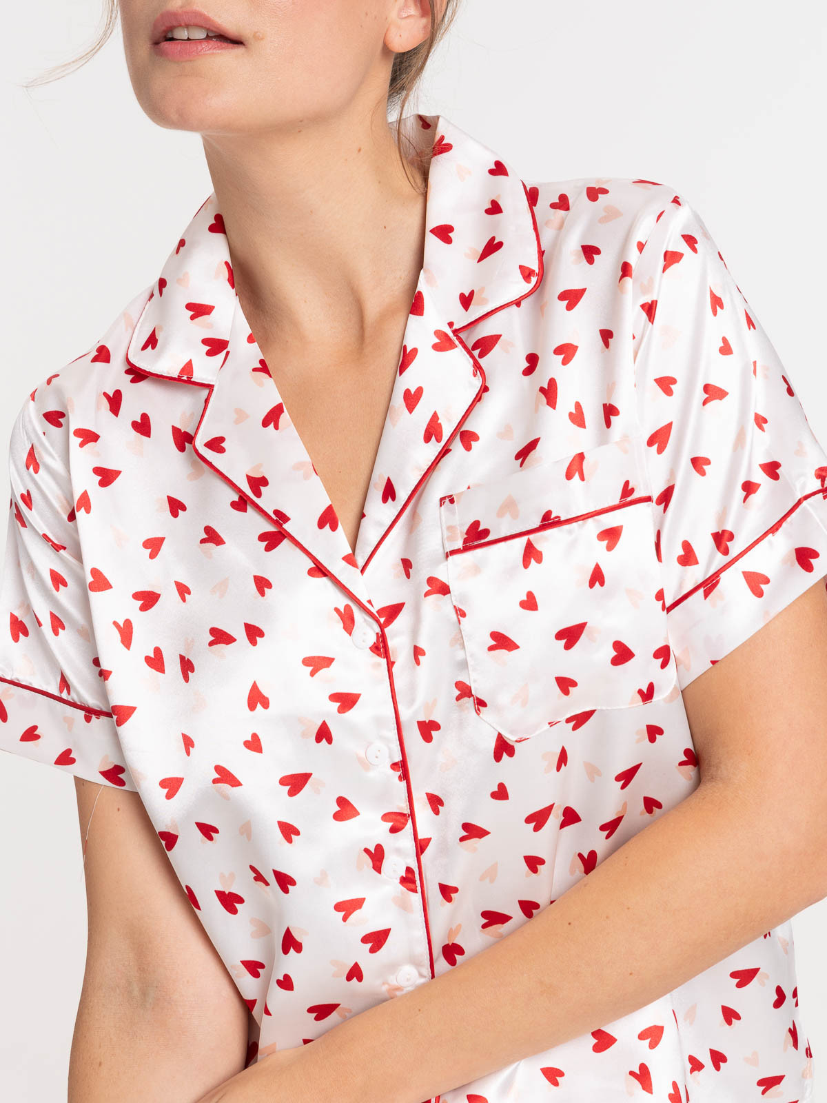 Pyjashort satiné coeur femme