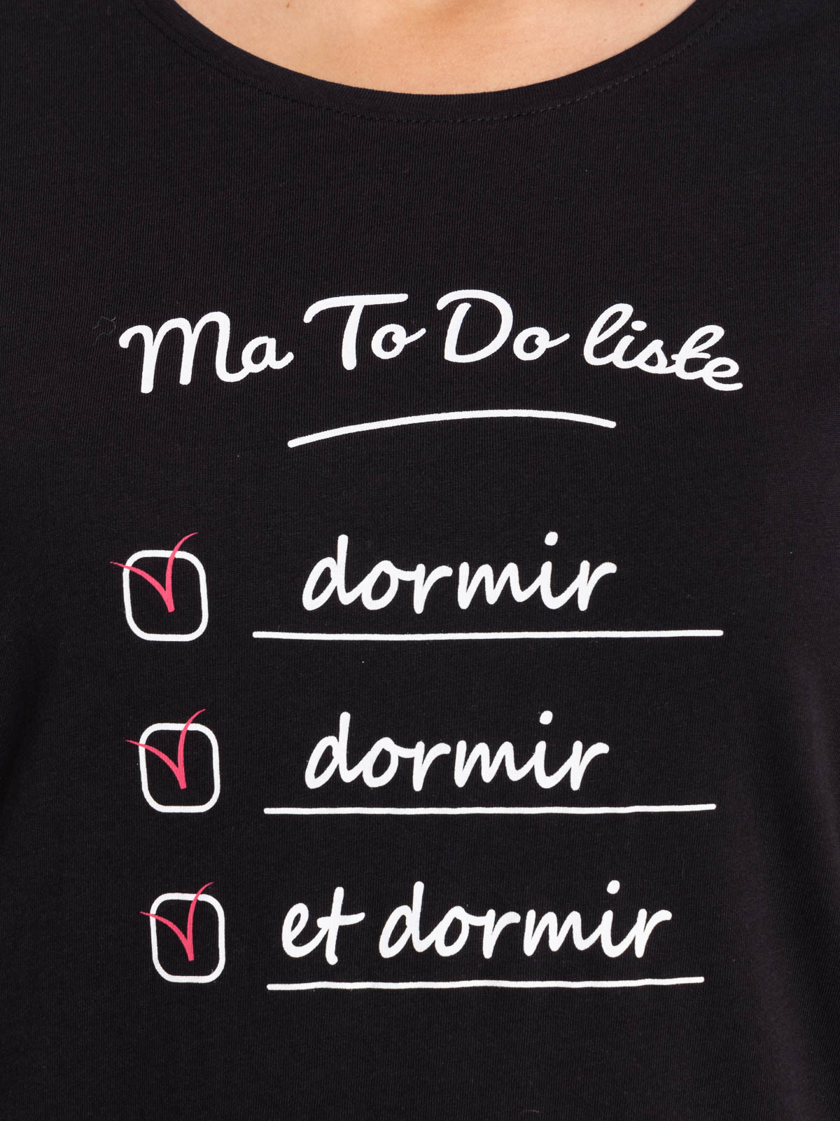 Chemise de nuit message noir femme
