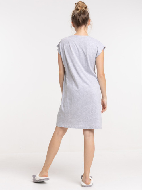Chemise de nuit message gris chiné femme Chemise de nuit message gris chiné femme