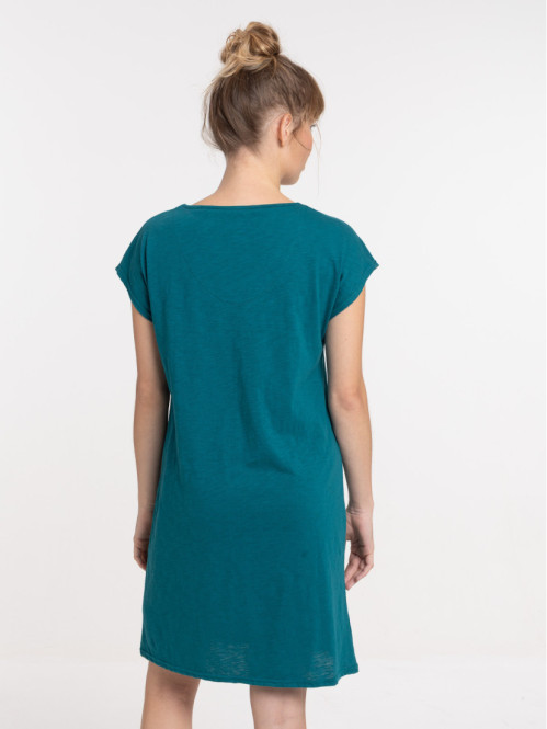 Chemise de nuit col V émeraude femme