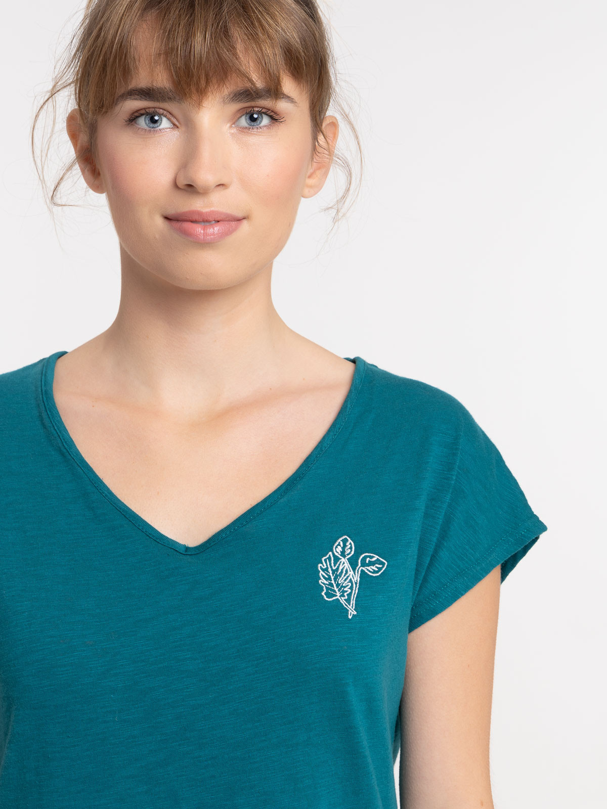 Chemise de nuit col V émeraude femme