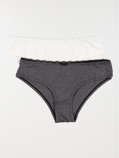 Lot de 2 shorties unis femme (36-46)