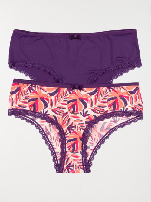 Lot 2 shorties imprimé/uni femme (36-46)