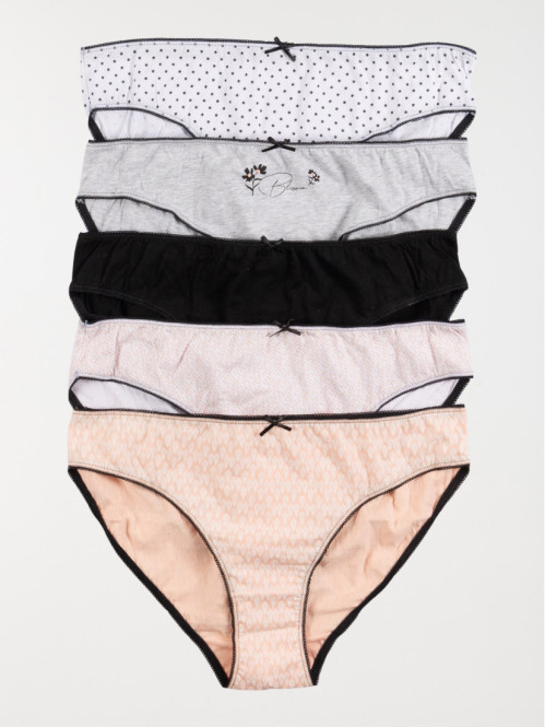 Lot de 5 slips imprimés femme