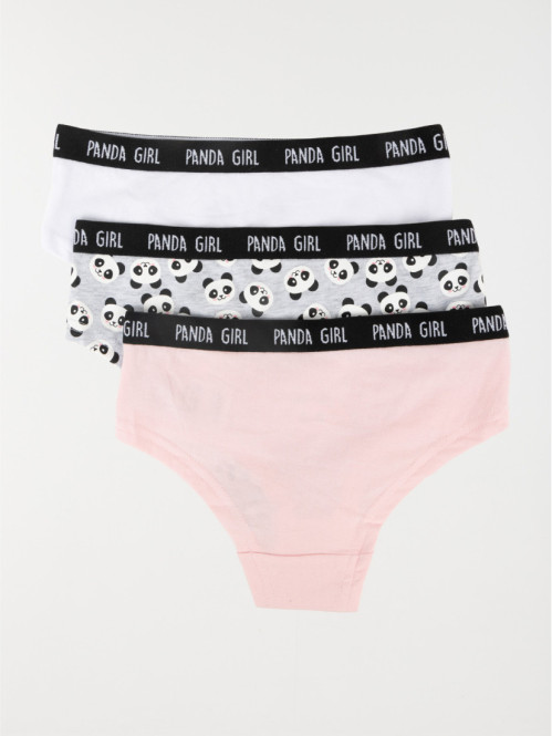 Lot de 3 slips panda fille
