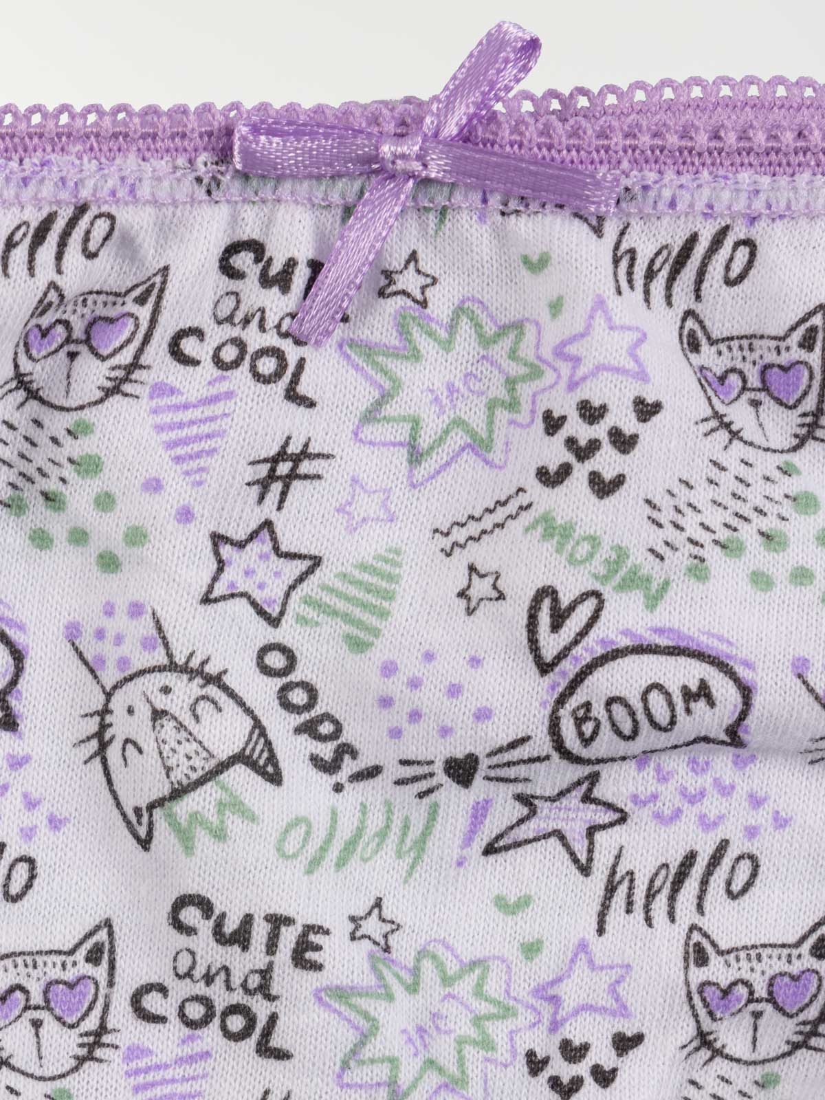 Lot 5 slips motif chat graphique fille Lot 5 slips motif chat graphique fille