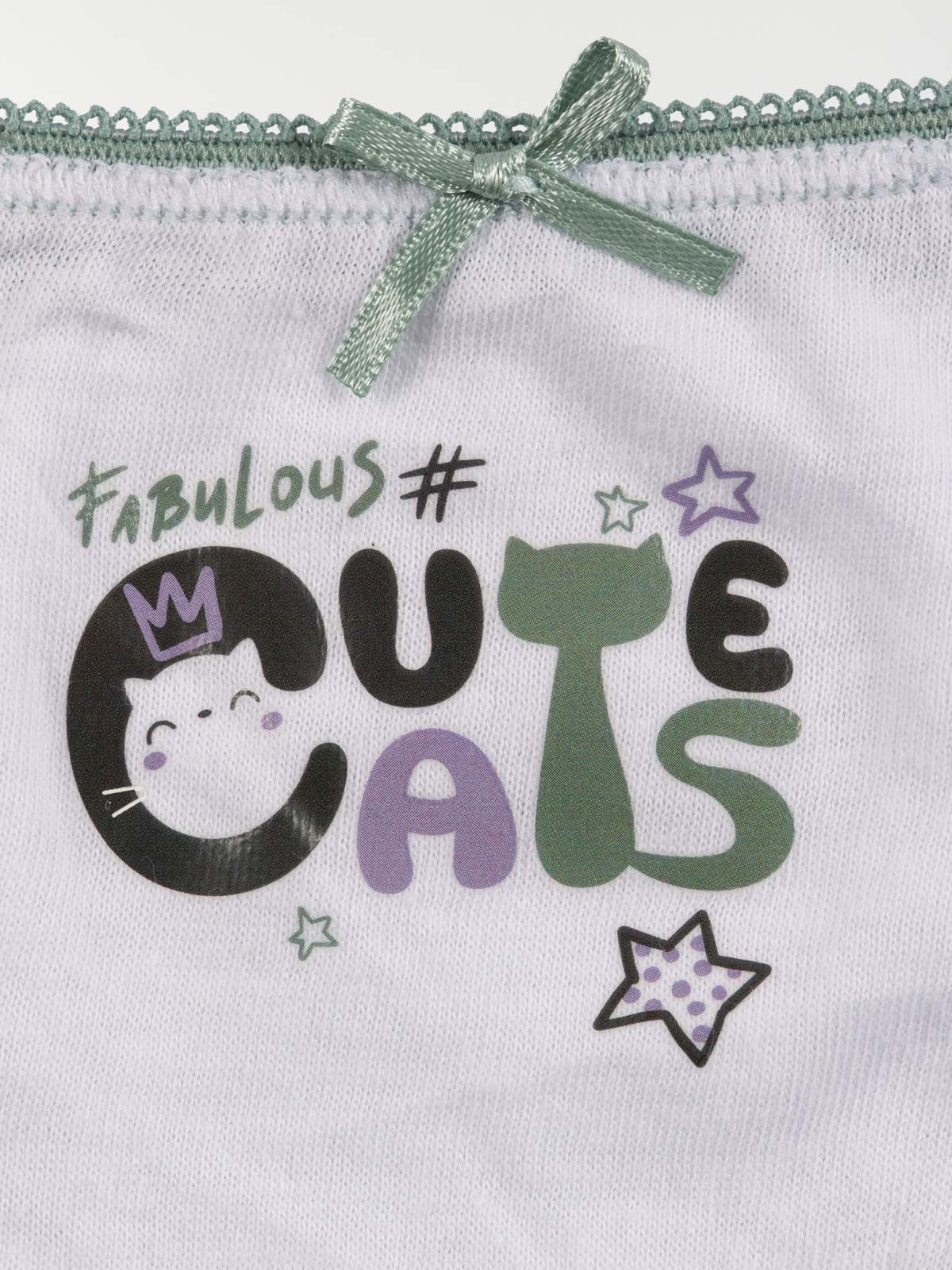 Lot 5 slips motif chat graphique fille Lot 5 slips motif chat graphique fille