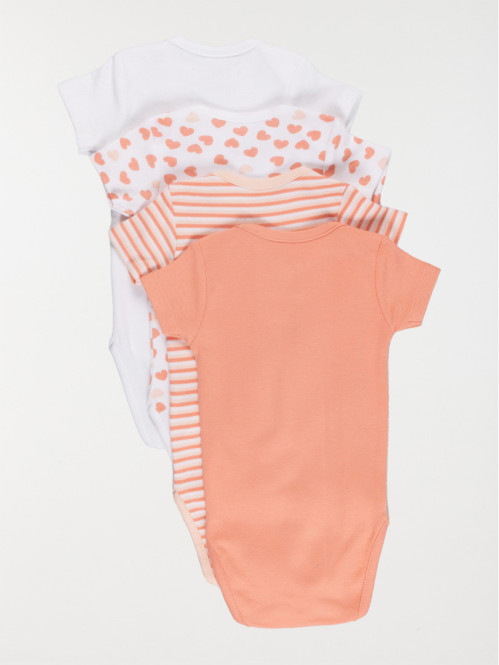 Lot de 4 bodies coeurs fille (3-24M) Lot de 4 bodies coeurs fille (3-24M)