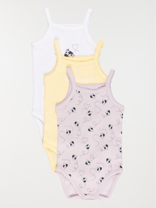 Lot de 3 bodies fille lilas...