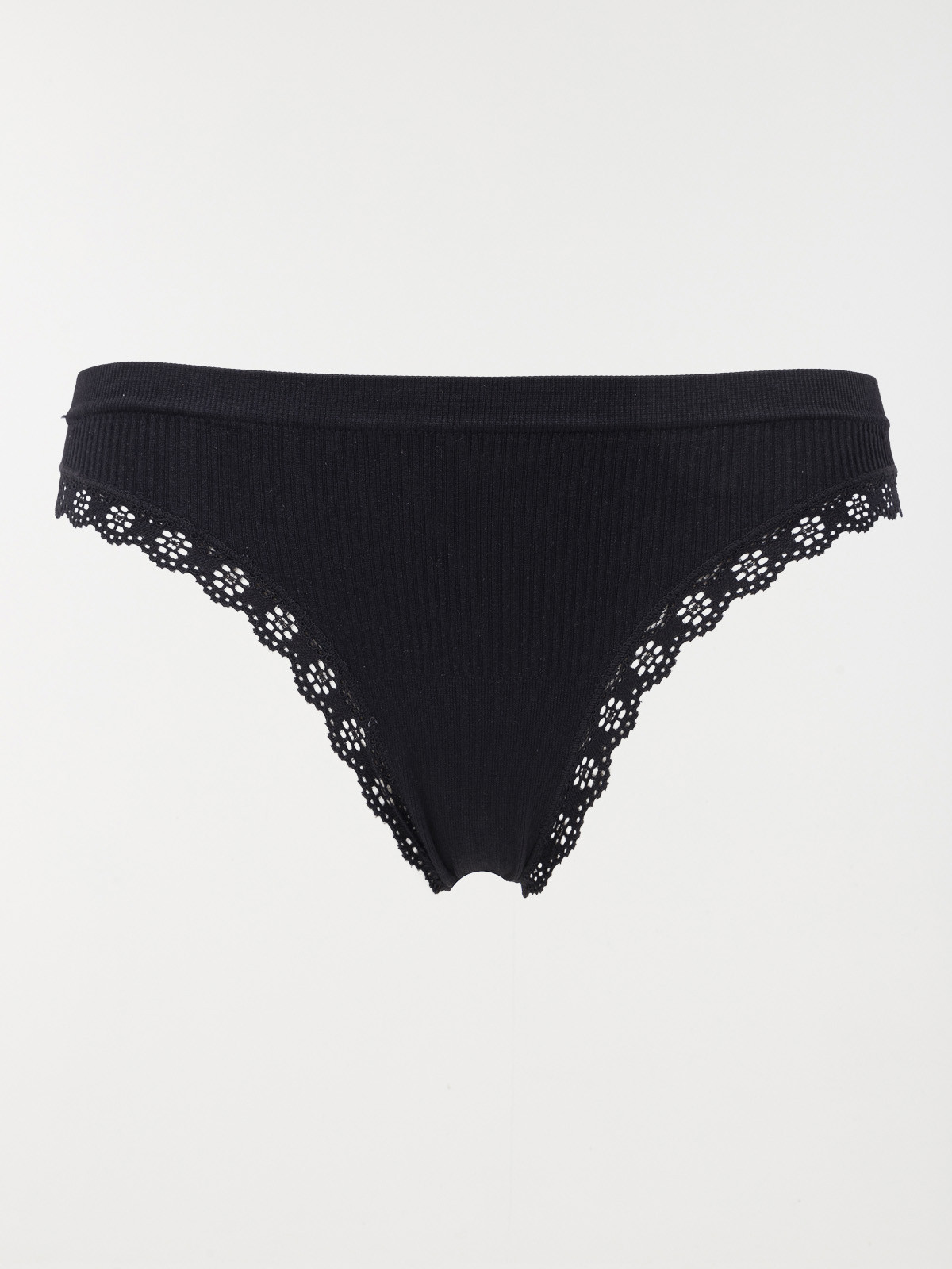Tanga côtelé noir femme