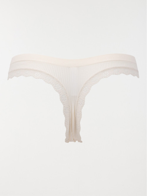 Tanga côtelé ivoire femme