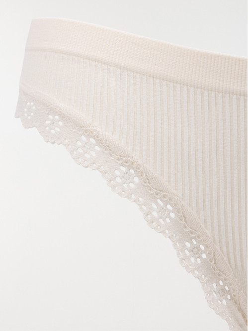 Tanga côtelé ivoire femme