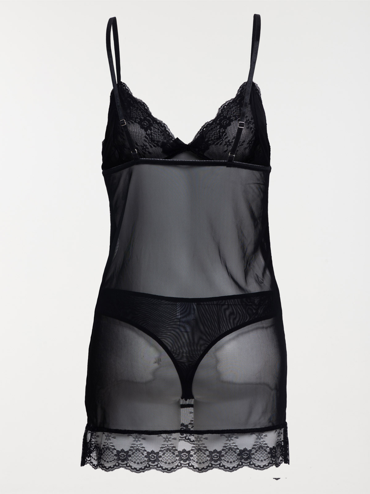Nuisette et string noir femme Nuisette et string noir femme