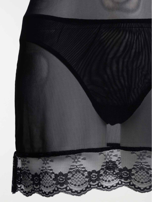 Nuisette et string noir femme Nuisette et string noir femme