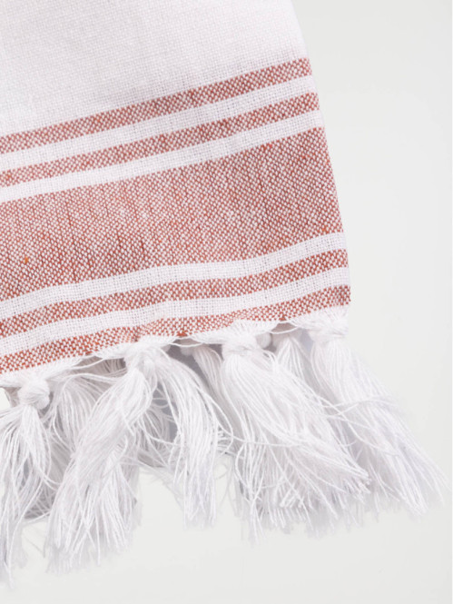 Fouta rayée terracotta femme 80 x 150 cm Fouta rayée terracotta femme 80 x 150 cm