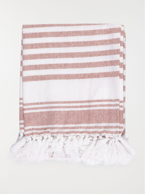 Fouta rayée terracotta femme 80 x 150 cm