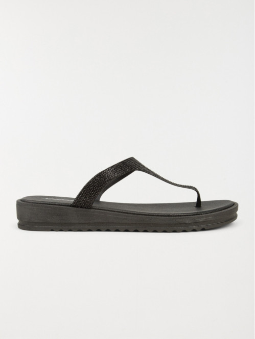 Tong strass coloris noir femme (36-41)