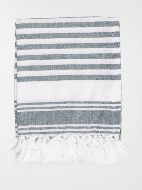Fouta rayée verte 80 x 150 cm