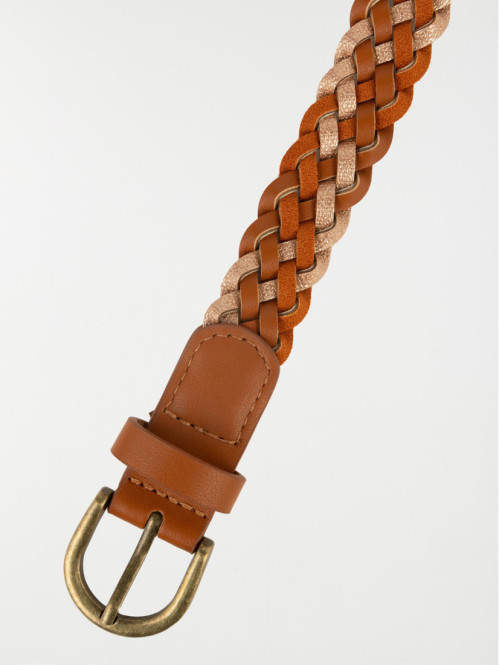 Ceinture tressée femme marron