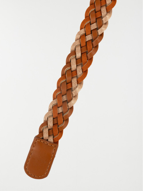 Ceinture tressée femme marron