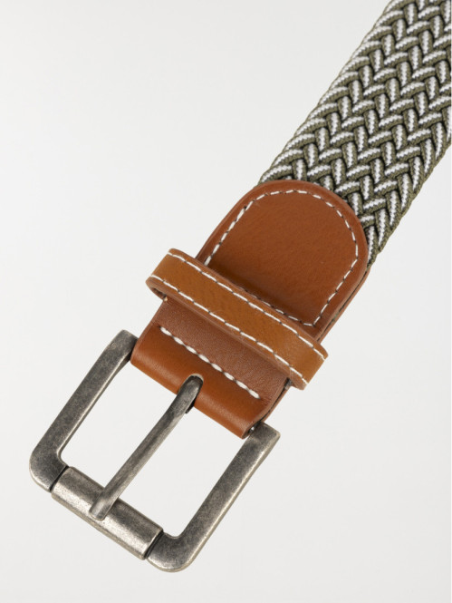 Ceinture tressée élastiquée homme kaki Ceinture tressée élastiquée homme kaki