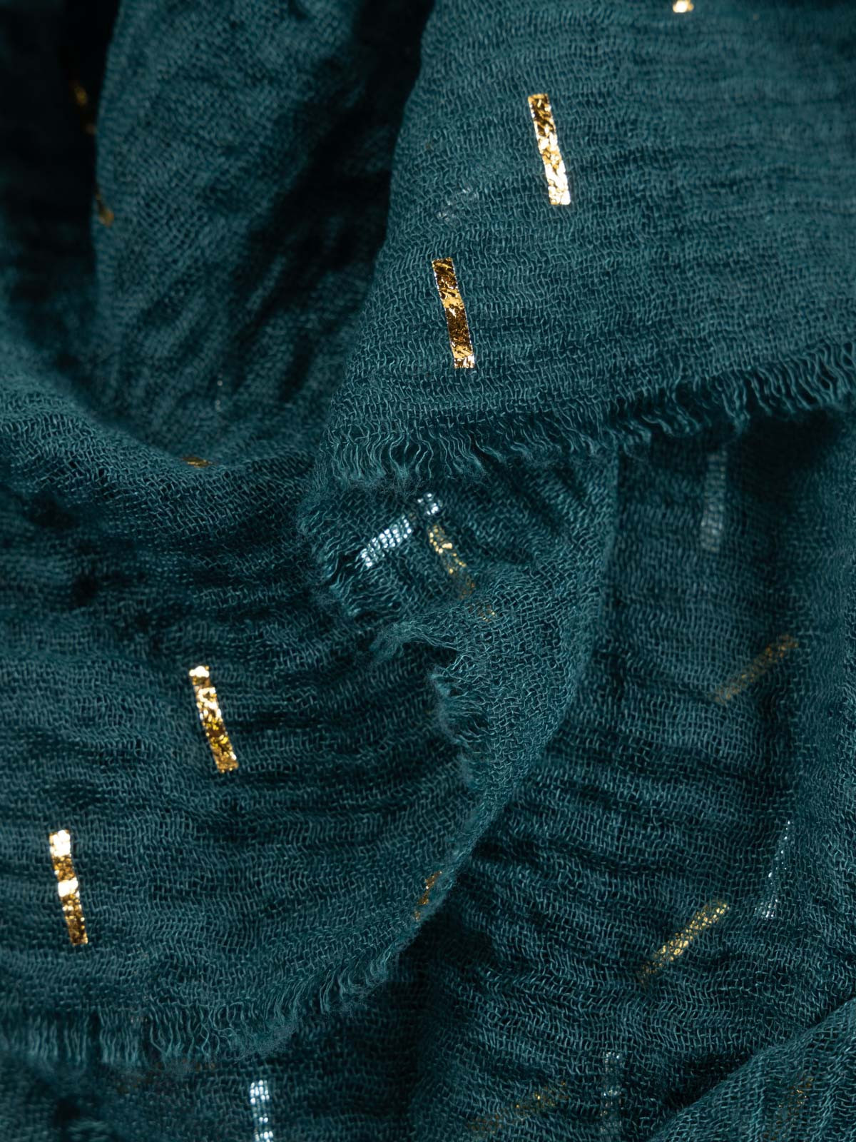 Foulard émeraude motif trait doré femme