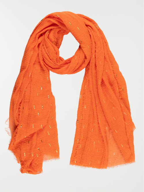 Foulard orange vif trait doré femme