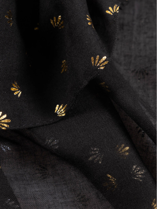 Foulard noir motif doré femme