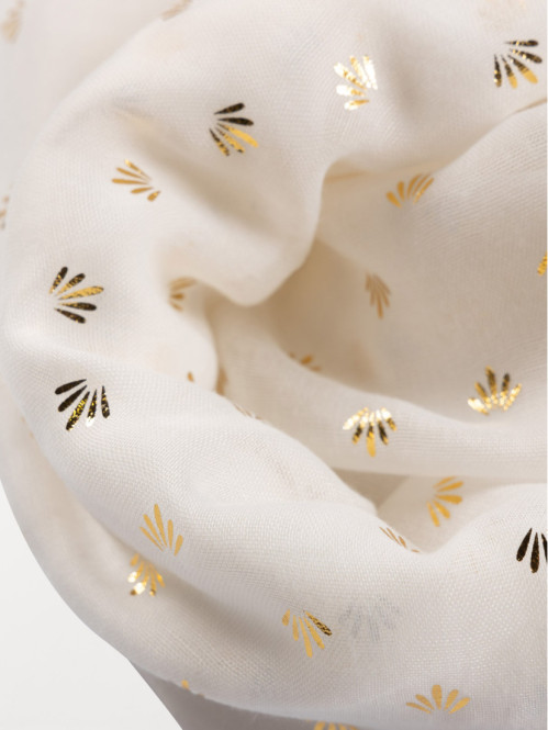 Foulard écru motif doré femme