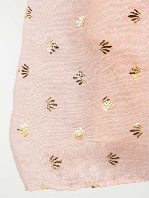 Foulard vintage pink motif doré femme