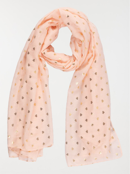 Foulard vintage pink motif doré femme
