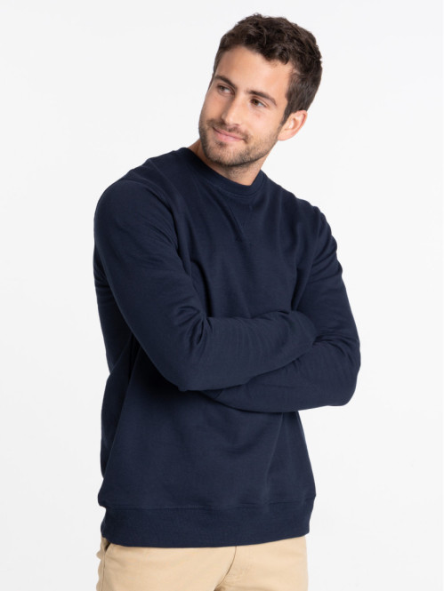 Sweat marine col rond homme