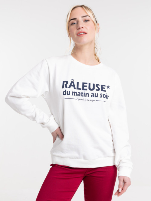 Sweat écru message col rond femme Sweat écru message col rond femme