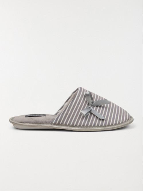 Chaussons rayés gris femme...